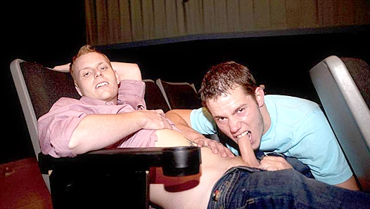 Movie Theater Ménage ~ Hot Gay Sex Addicts Fuck discreetly in the Back Row