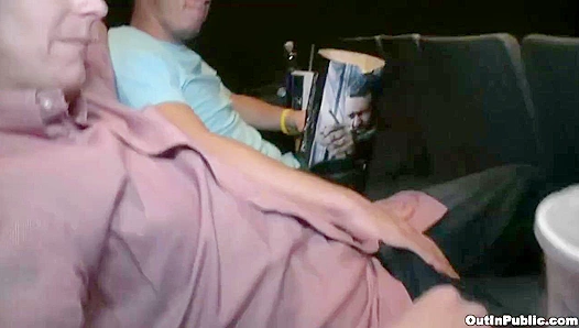 Movie Theater Ménage ~ Hot Gay Sex Addicts Fuck discreetly in the Back Row