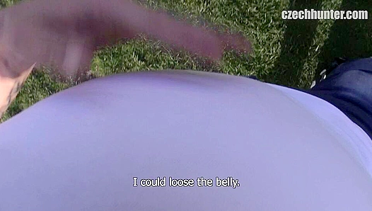 Blonde Sub Outdoors ~ Huge Facial from Czech Hunter