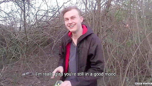 Blonde Sub Outdoors ~ Huge Facial from Czech Hunter