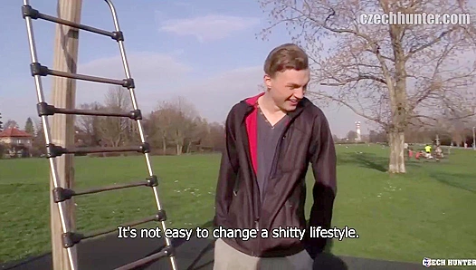 Blonde Sub Outdoors ~ Huge Facial from Czech Hunter