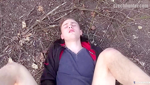 Blonde Sub Outdoors ~ Huge Facial from Czech Hunter