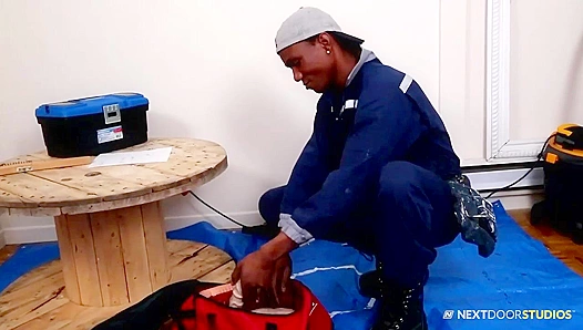 Big Black Repairman Fucks Himself On Camera - Nextdoor Studios