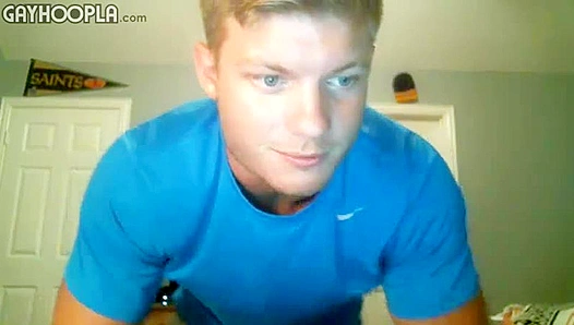 Blonde Hunk Strokes His Cock Wildly -GayHoopla