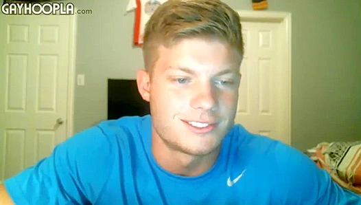 Blonde Hunk Strokes His Cock Wildly -GayHoopla