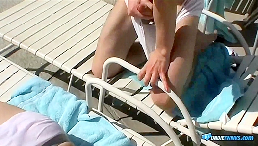 Zack & Mike ~ Hot Poolside Handjob Fun with Undie Twinks