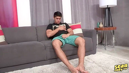 Muscular Latino Beefcake Blows His Load, Flexing Bulge - Sean Cody