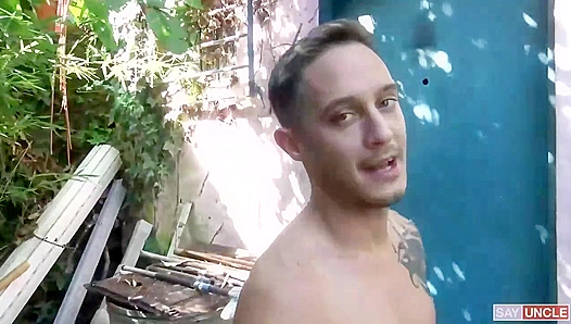 Two Big-Dicked Latinos Splash into Poolside Passion - Latin Leche