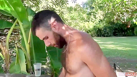 Two Big-Dicked Latinos Splash into Poolside Passion - Latin Leche