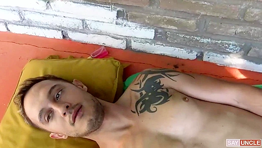 Two Big-Dicked Latinos Splash into Poolside Passion - Latin Leche