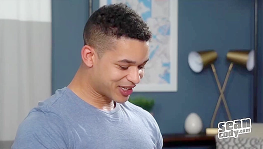 Biracial Hunk Israel Kneels to Stroke His Thick Cock