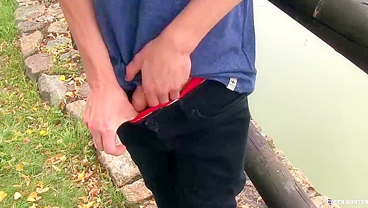 Hairy-Balled Czech Twink Rides Cock Outdoors