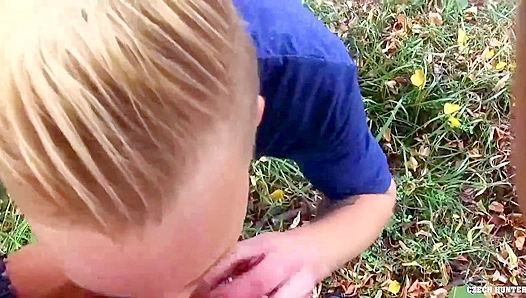 Hairy-Balled Czech Twink Rides Cock Outdoors