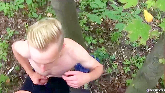 Hairy-Balled Czech Twink Rides Cock Outdoors