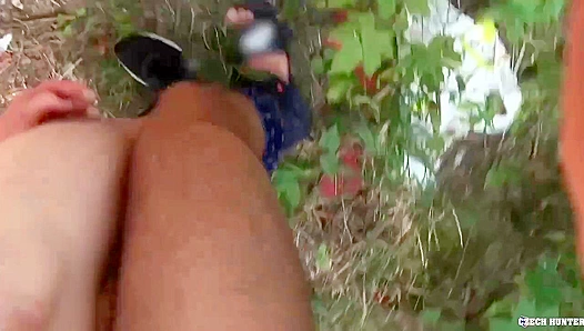 Hairy-Balled Czech Twink Rides Cock Outdoors