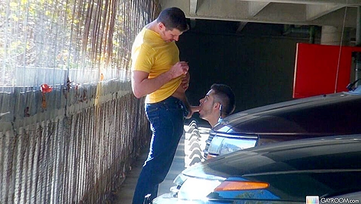 Eager Sucker Nails It in the Parking Lot - Gay XXX