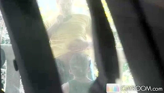 Eager Sucker Nails It in the Parking Lot - Gay XXX