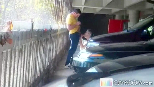 Eager Sucker Nails It in the Parking Lot - Gay XXX