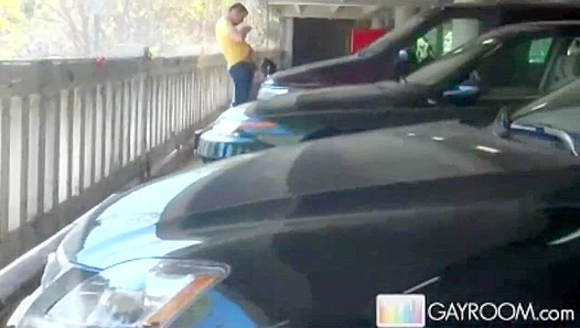 Eager Sucker Nails It in the Parking Lot - Gay XXX