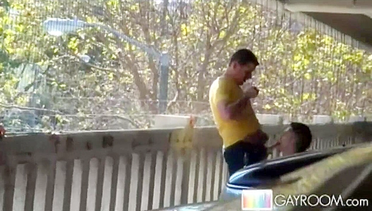 Eager Sucker Nails It in the Parking Lot - Gay XXX