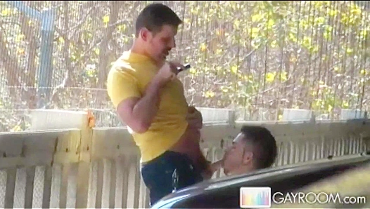 Eager Sucker Nails It in the Parking Lot - Gay XXX