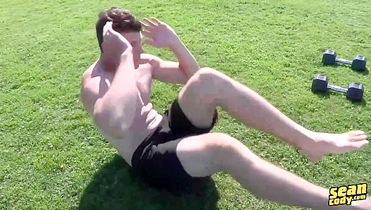 Ripped Camden Pumps Iron Before Pumping His Cock Wildly - Sean Cody