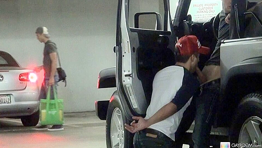 Sneaky Car Blowjob ~ Horny Bryce Star Takes Control - Gay XXX