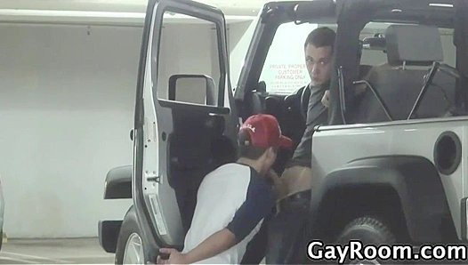 Sneaky Car Blowjob ~ Horny Bryce Star Takes Control - Gay XXX